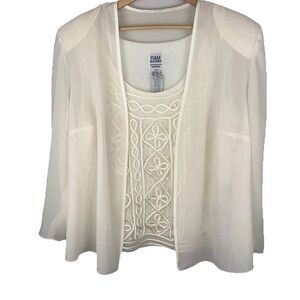 R&M Richards 22W Cream 2-Pc Jacket & Top Set Formal Evening Wear Wedding Elegant